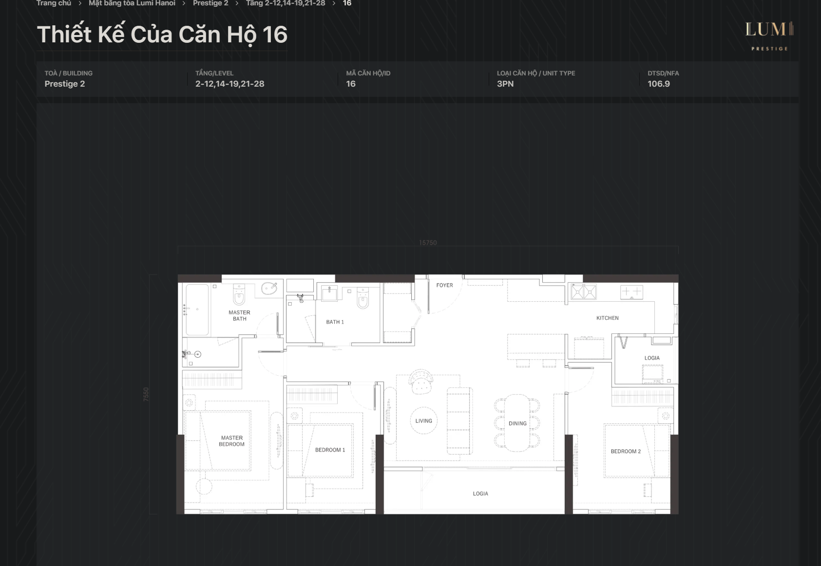 Mặt bằng căn 16